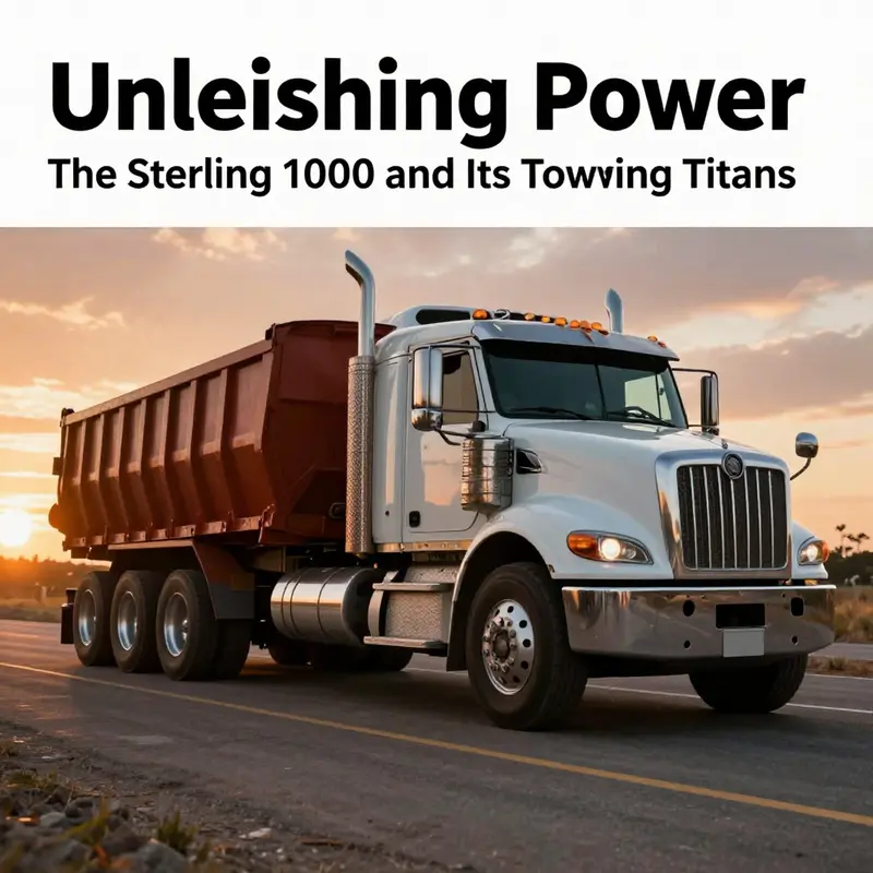 Cover image of the Sterling 1000 truck towing a heavy load against a sunset backdrop.