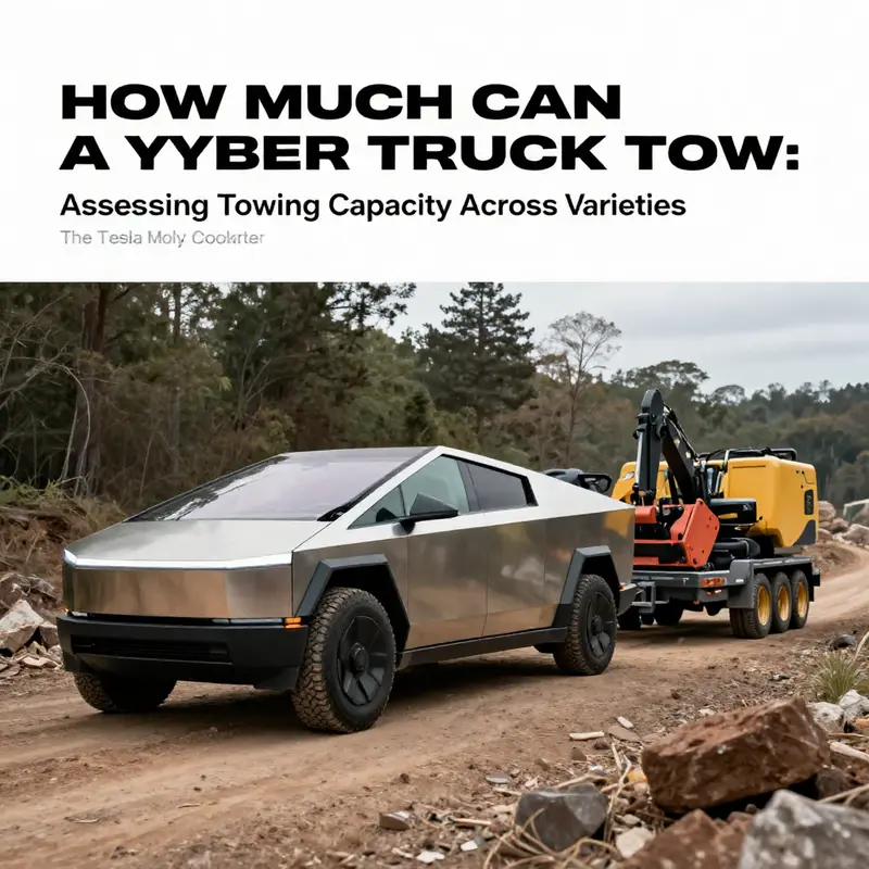 The Tesla Cybertruck effortlessly towing a heavy trailer, showcasing its impressive capabilities across all variants.