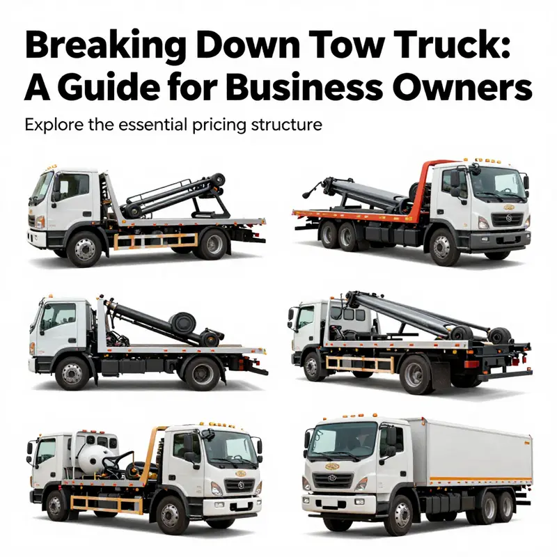A collection of various tow trucks including flatbed, rotator, and heavy-duty models, highlighting the diversity in towing solutions.