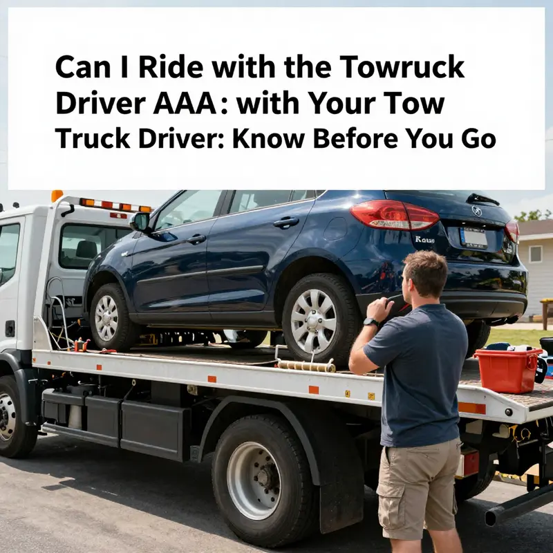 A tow truck driver discusses safety protocols with a customer before towing.