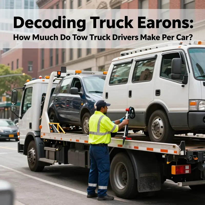 An overview of tow truck drivers at work, illustrating their hourly earnings and daily activities.