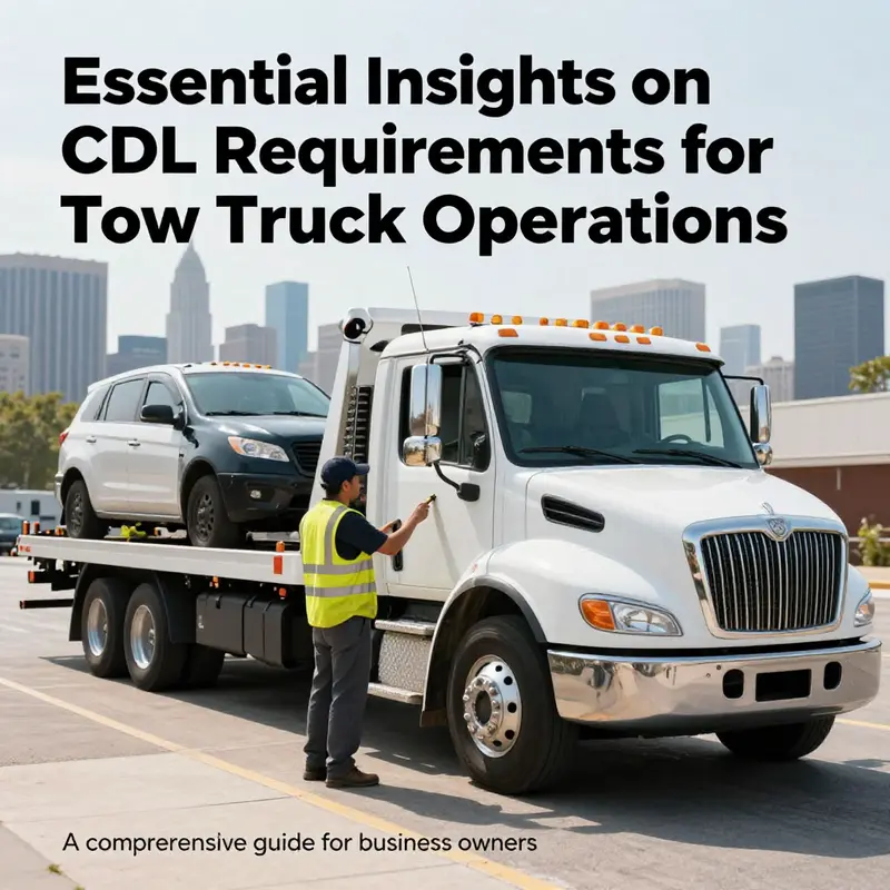 A tow truck driver checking a vehicle for safety before towing, highlighting the necessity of proper licensing and vehicle inspection.