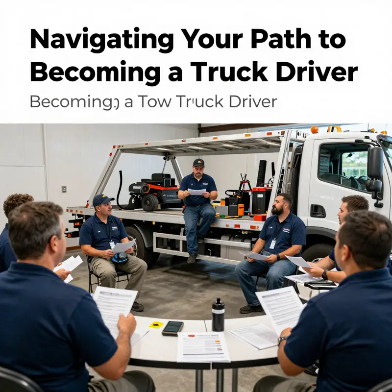 An aspiring tow truck driver showcasing their license alongside a tow truck.
