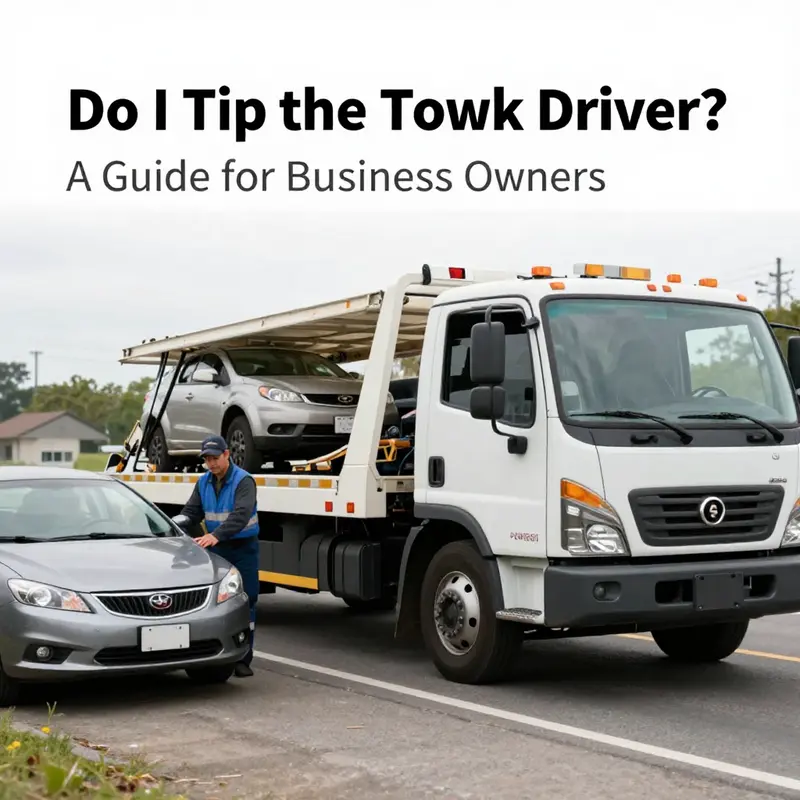 Tow truck driver assisting a stranded vehicle showcasing standard service scenarios.