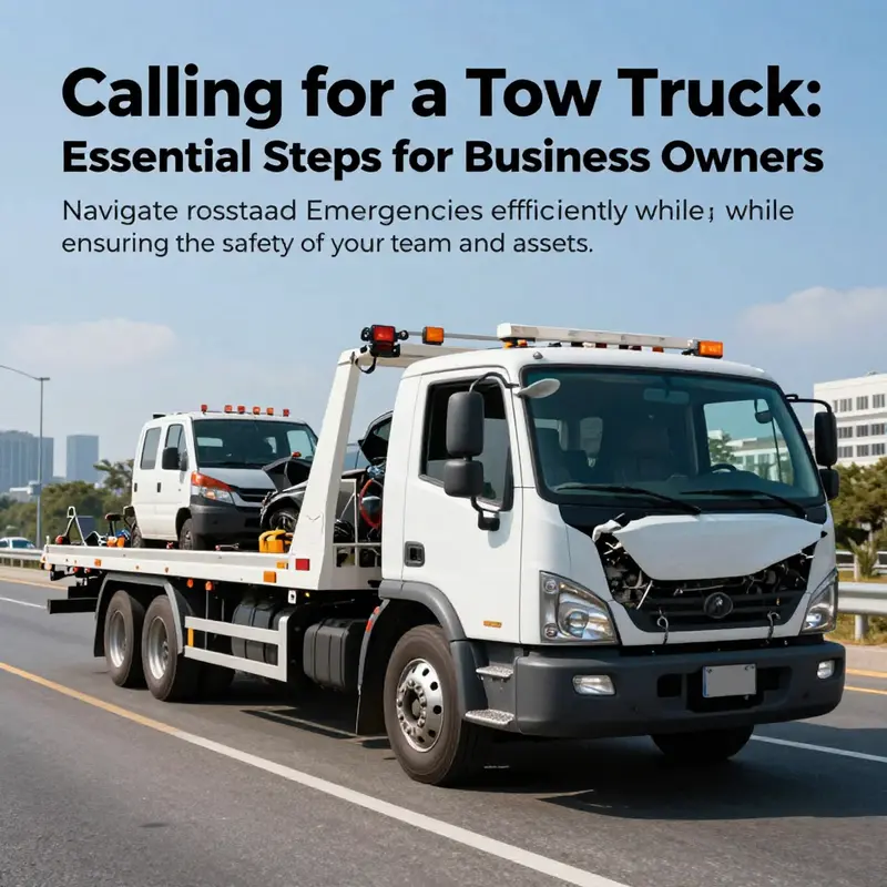 A professional tow truck positioned on the road beside a broken-down vehicle, showcasing the assistance available for roadside emergencies.