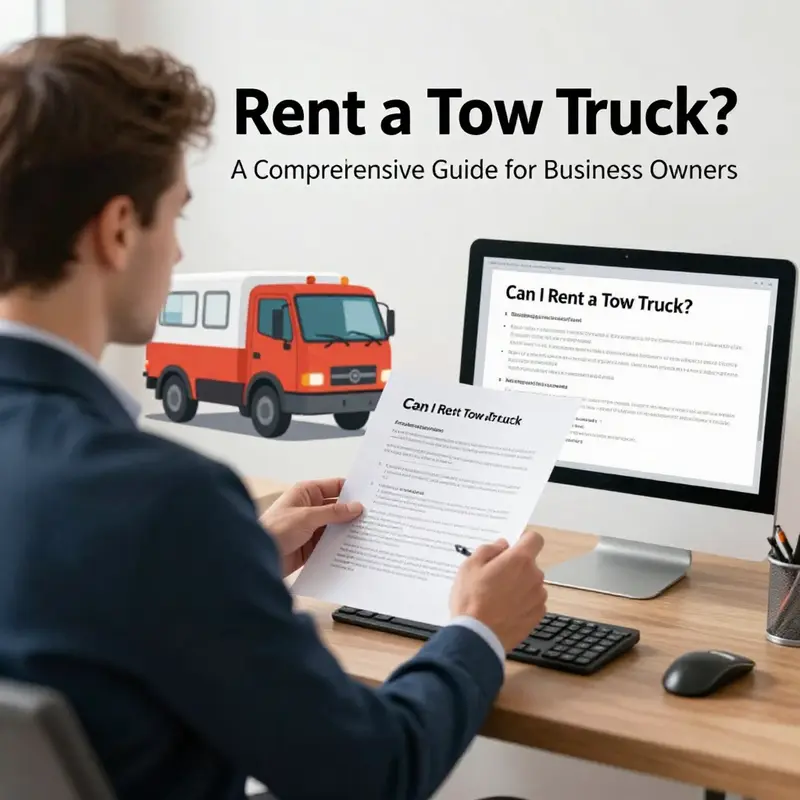 A tow truck ready for rental, equipped for various vehicle recovery tasks.