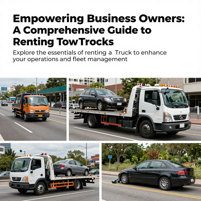 Collage of tow trucks performing various towing tasks.