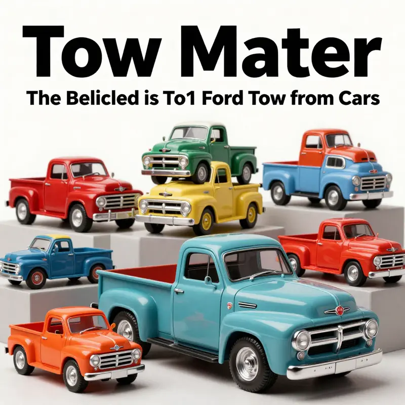 Tow Mater’s unique design as a 1951 Ford F-100 embodies the playful spirit of the Cars franchise.