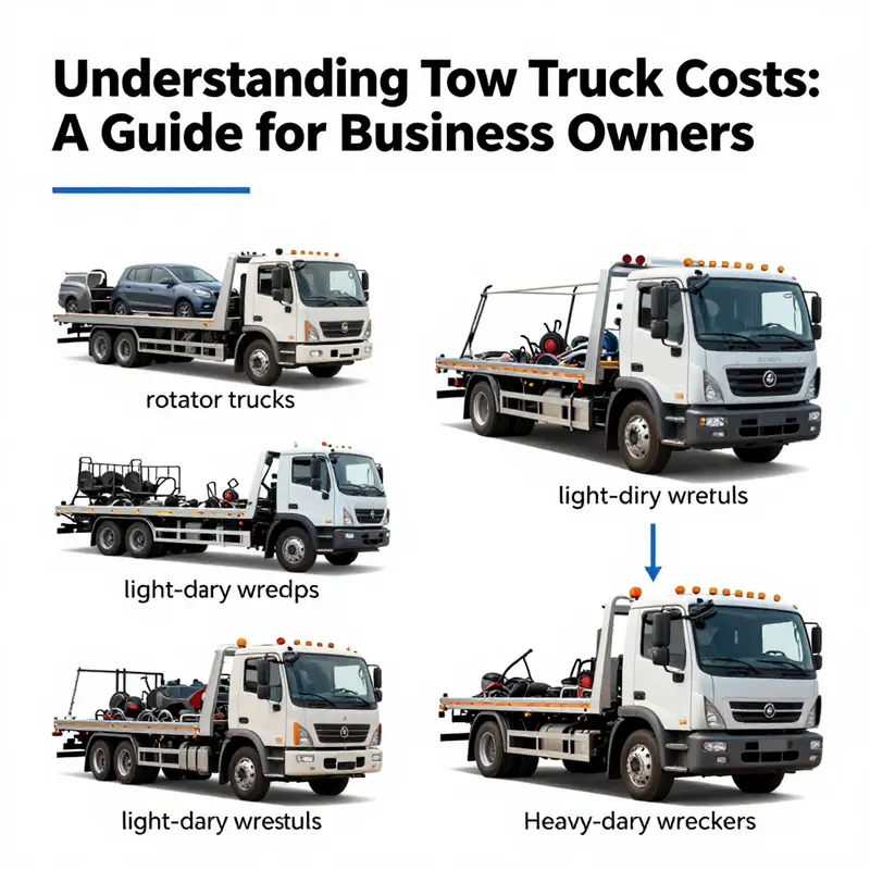 Different tow truck types showcasing their diversity and pricing ranges.