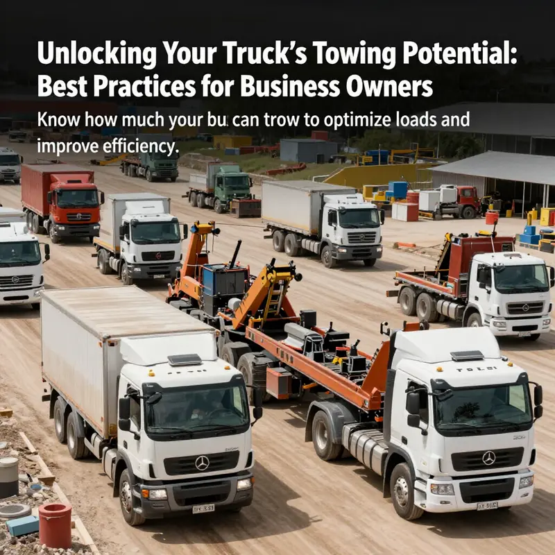 A scene depicting various trucks performing tasks on a construction site with visible towing setups, illustrating their utility.
