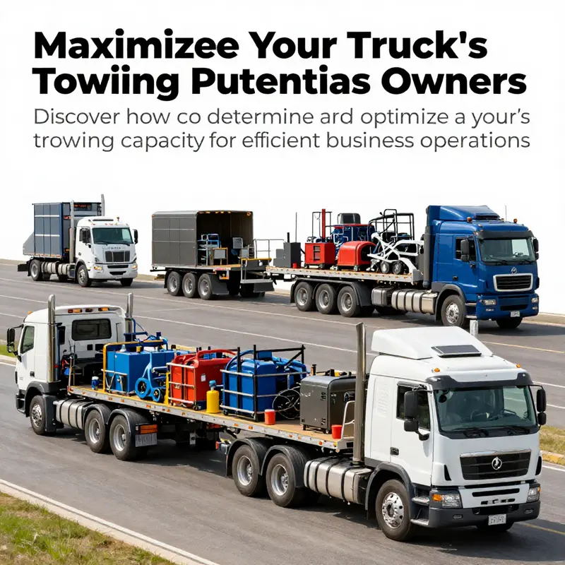 Several trucks in action, towing different types of trailers, demonstrating the importance of understanding towing capacities.