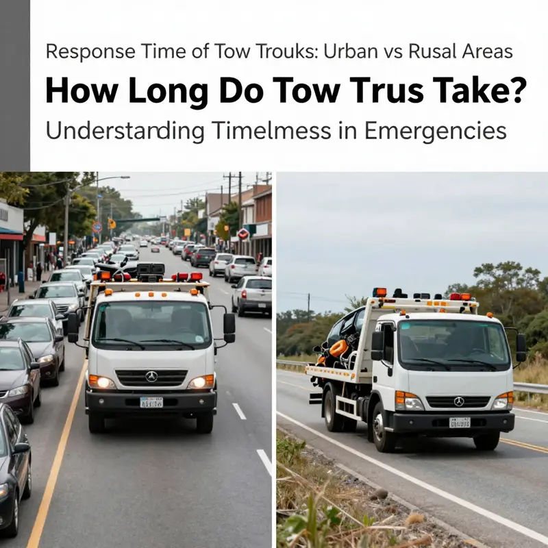 The contrast of tow truck response times in urban versus rural settings.