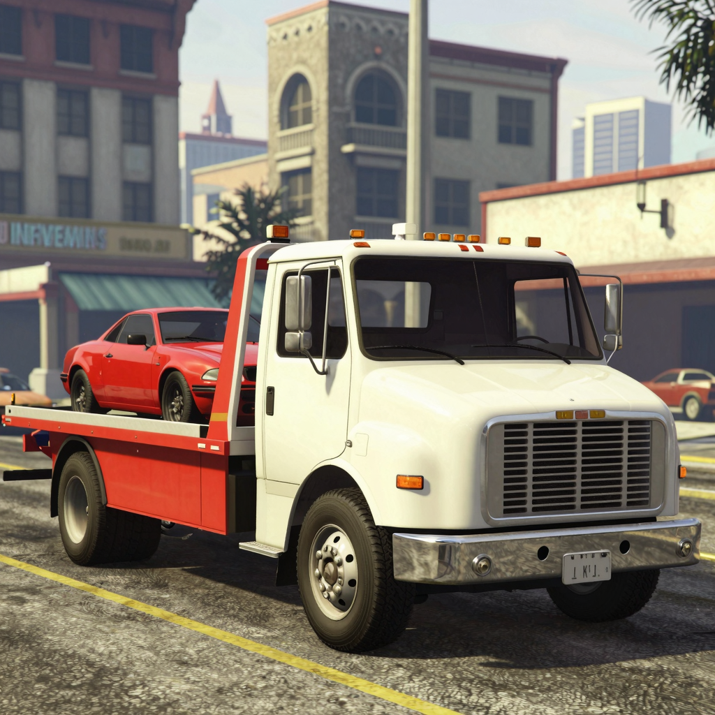 Tow truck scene in GTA 5 environment
