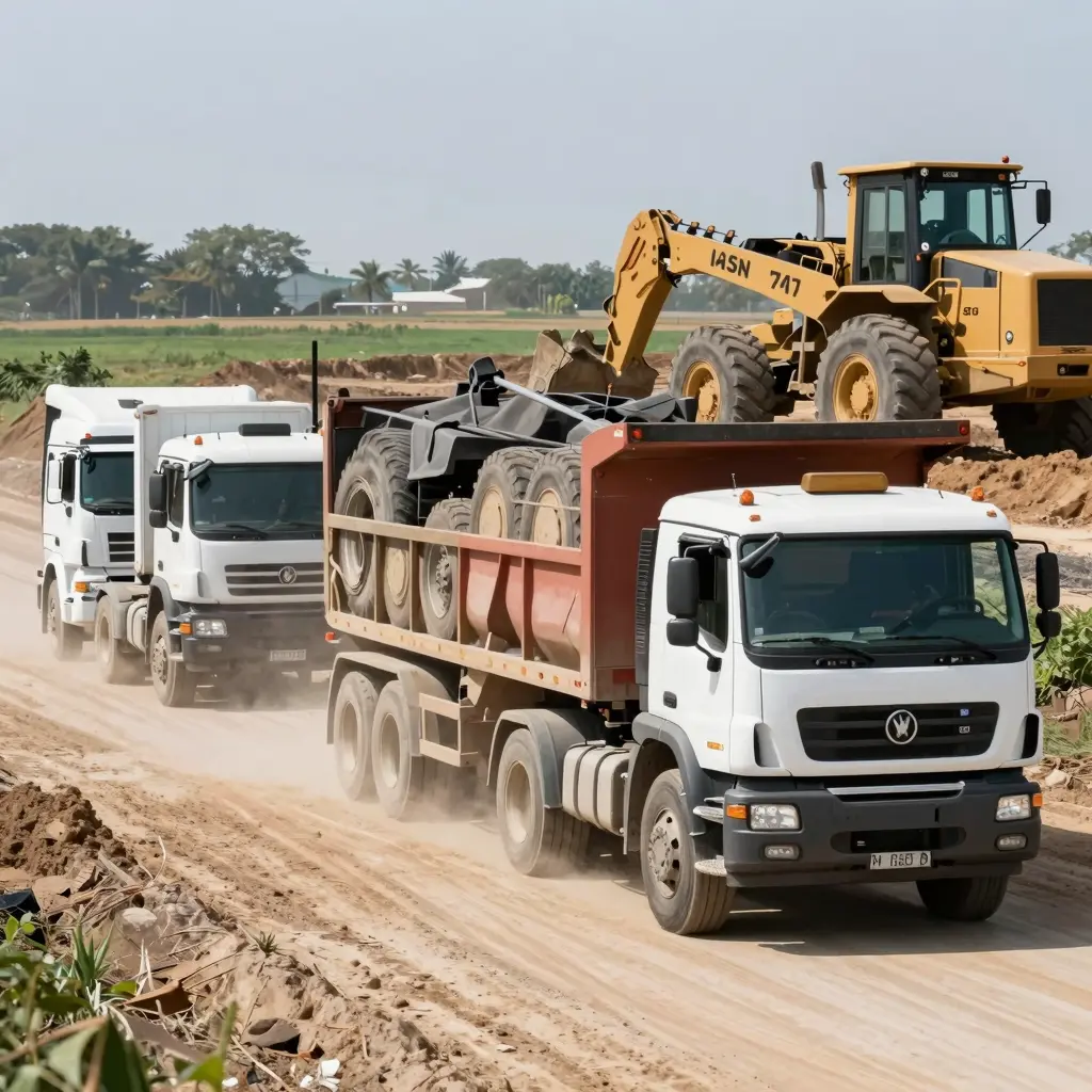 Trucks in action towing heavy loads